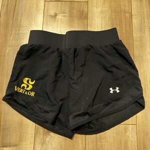 Under Armour Women's Black and Gold Athletic Shorts